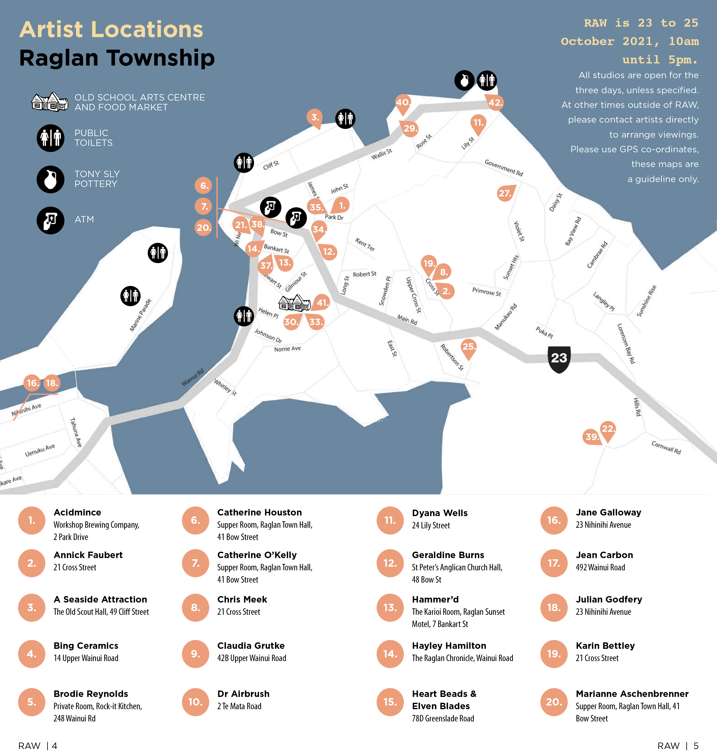 Artist locations - Raglan Township Artist locations - Raglan Township
